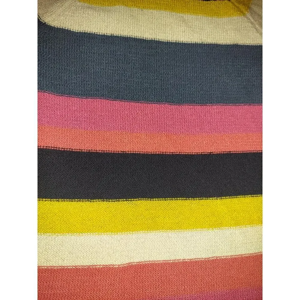 Chaps Sweater, Women's Size Medium Navy Blue Pink Yellow, Striped Bold